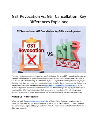 GST Revocation vs. GST Cancellation: Key Differences Explained