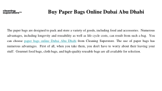 Buy Paper Bags Online Dubai Abu Dhabi