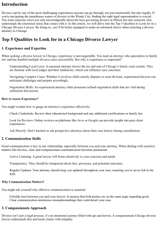 Top 5 Qualities to Look for in a Chicago Divorce Lawyer