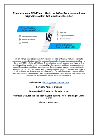 Transform your MSME loan offering with CredAccs no code Loan origination system fast simple and tech-free