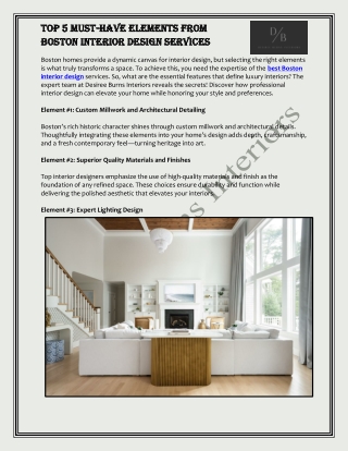 Top 5 Must-Have Elements from Boston Interior Design Services