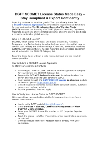 DGFT SCOMET License Status Made Easy – Stay Compliant & Export Confidently