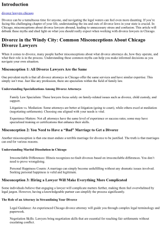 Divorce in the Windy City: Common Misconceptions About Chicago Divorce Lawyers