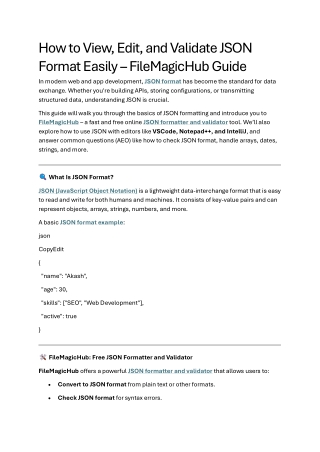 How to View, Edit, and Validate JSON Format Easily – FileMagicHub Guide