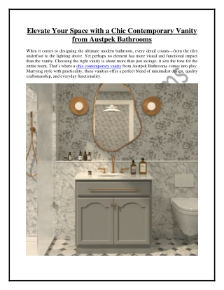 Elevate Your Space with a Chic Contemporary Vanity from Austpek Bathrooms