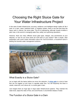 Choosing the Right Sluice Gate | Yooil Envirotech