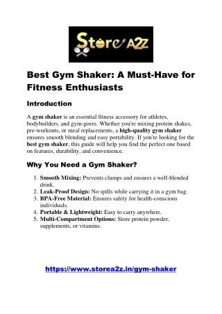 Best Gym Shaker – Stay Fit with the Perfect Protein Shaker Bottle