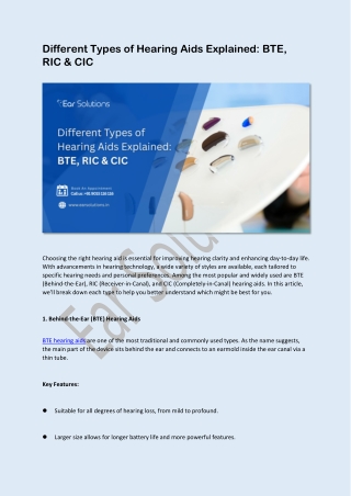 Different Types of Hearing Aids Explained