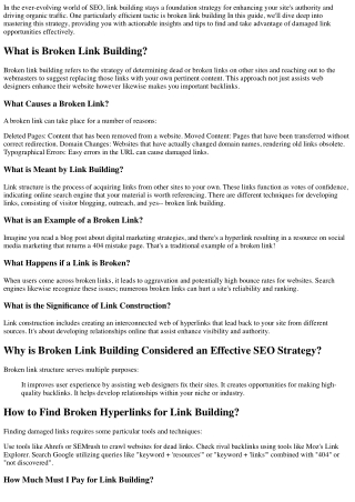 ** Mastering Broken Link Building: A Detailed Guide to Finding Opportunities **.