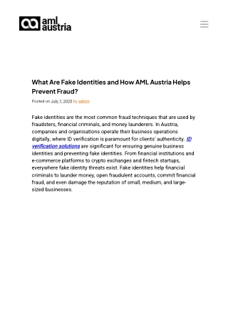 What Are Fake Identities and How AML Austria Helps Prevent Fraud?