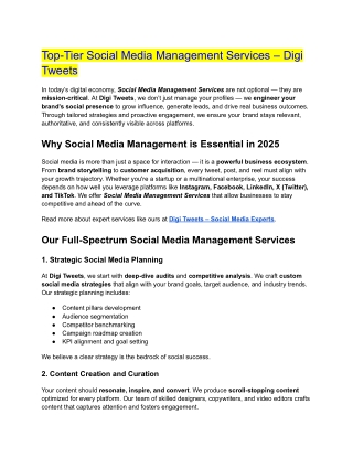 Top-Tier Social Media Management Services – Digi Tweets
