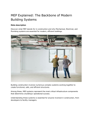 MEP Explained - The Backbone of Modern Building Systems