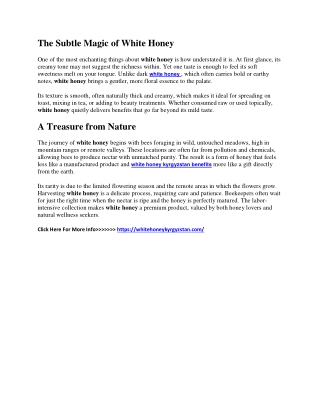 white honey kyrgyzstan benefits