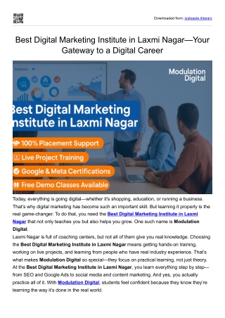 Best Digital Marketing Institute in Laxmi Nagar—Your Gateway to a Digital Career