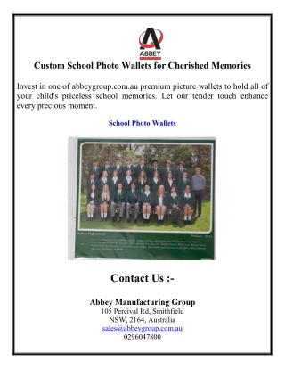 Custom School Photo Wallets for Cherished Memories