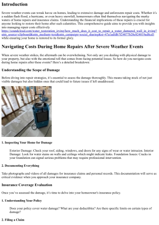 Navigating Costs During Home Repairs After Severe Weather Events