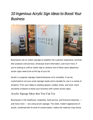 10 Ingenious Acrylic Sign Ideas to Boost Your Business