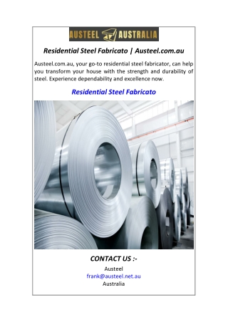 Residential Steel Fabricato  Austeel.com.au