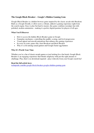 The Google Block Breaker – Google’s Hidden Gaming Gem