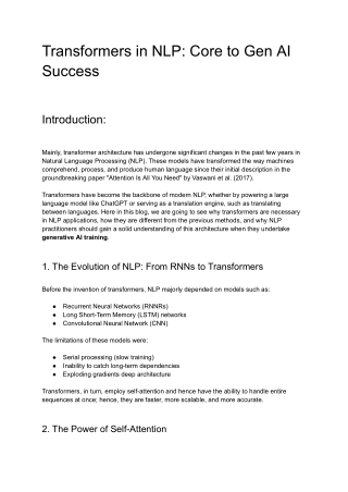 Transformers in NLP_ Core to Gen AI Success