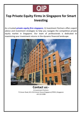 Top Private Equity Firms in Singapore for Smart Investing