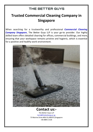 Trusted Commercial Cleaning Company in Singapore