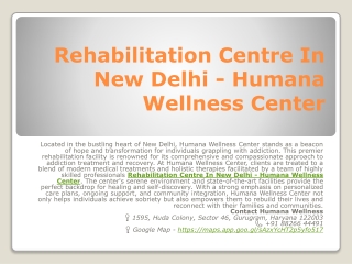 De Addiction Treatment Centre In Delhi - Humana Wellness Center