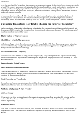 Unleashing Innovation: How Intel is Shaping the Future of Technology