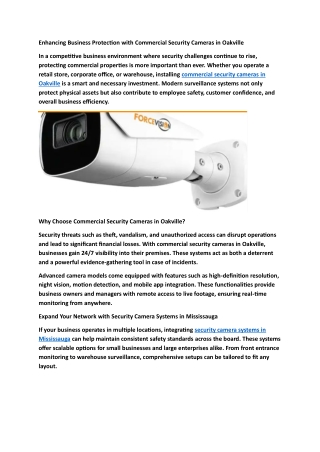 Enhancing Business Protection with Commercial Security Cameras in Oakville