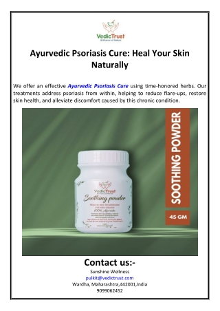 Ayurvedic Psoriasis Cure: Heal Your Skin Naturally