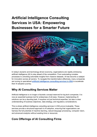 Artificial Intelligence Consulting Services in USA_ Empowering Businesses for a Smarter Future