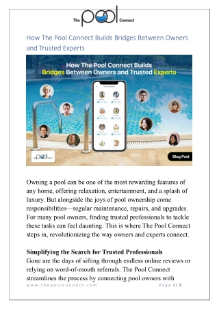 How The Pool Connect Builds Bridges Between Owners and Trusted Experts