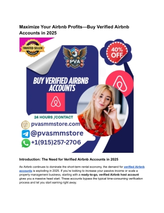Maximize Your Airbnb Profits—Buy Verified Airbnb Accounts in 2025