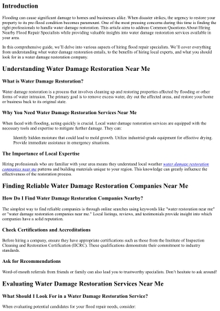 Common Questions About Hiring Nearby Flood Repair Specialists