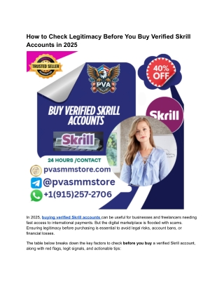 How to Check Legitimacy Before You Buy Verified Skrill Accounts in 2025