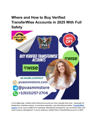 Where and How to Buy Verified TransferWise Accounts in 2025 With Full Safety