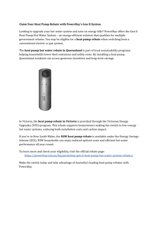 Heat Pump Rebate | QLD, VIC & NSW Hot Water Rebates – PowerBay