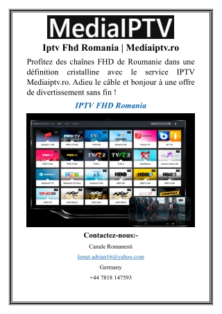 Iptv Fhd Romania  Mediaiptv.ro