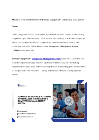 Maximize Workforce Potential with Bullseye Engagement’s Competency Management System