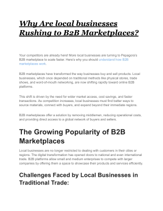 Why Are local businesses Rushing to B2B Marketplaces