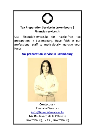 Tax Preparation Service In Luxembourg Financialservices.lu