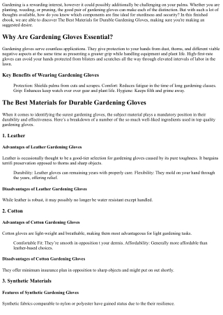 The Best Materials for Durable Gardening Gloves