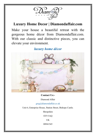 Luxury Home Decor  Diamondaffair.com