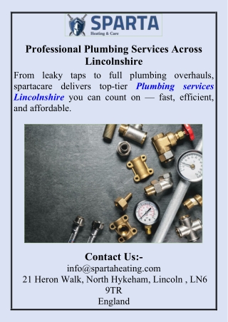 Professional Plumbing Services Across Lincolnshire