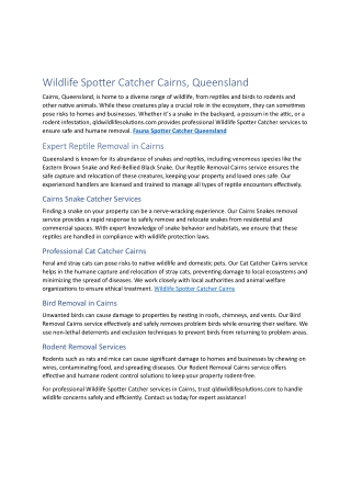 Best Fauna Spotter Catcher Cairns