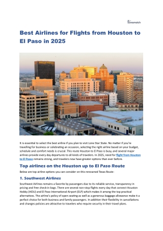 Best Airlines for Flights from Houston to El Paso in 2025