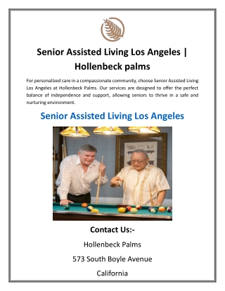 Senior Assisted Living Los Angeles