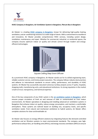 HVAC Company in Bangalore- Air Master