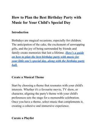 How to Plan the Best Birthday Party with Music for Your Child's Special Day