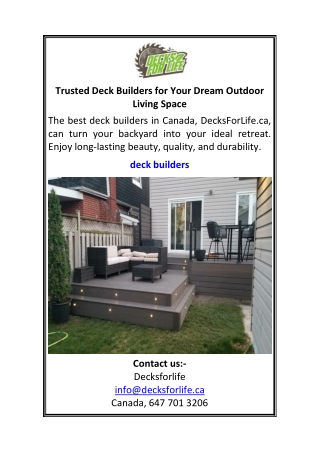 Trusted Deck Builders for Your Dream Outdoor Living Space